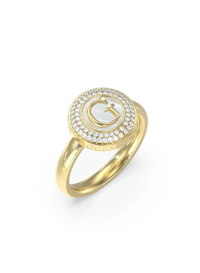 GUESS Logo 14Mm Pearly G Coin Ring